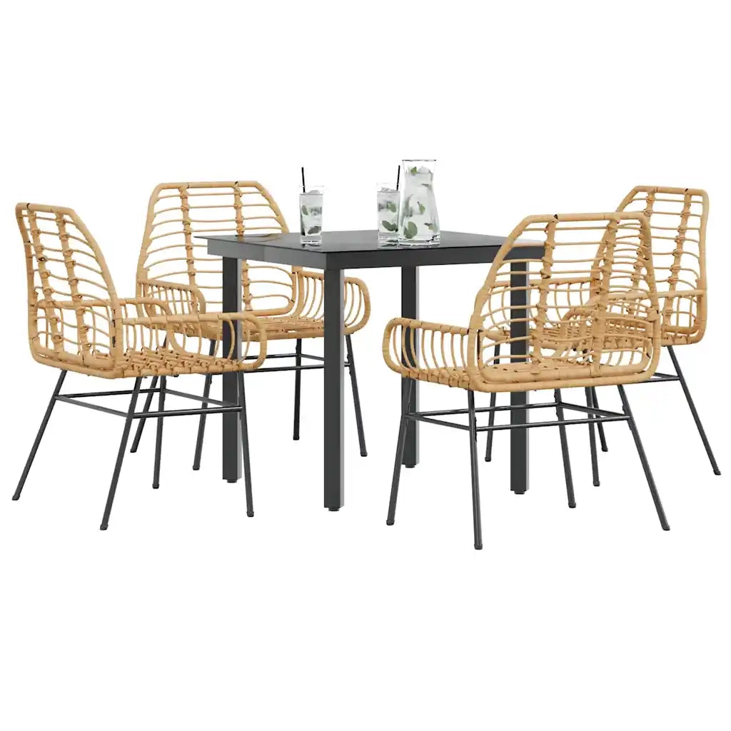Set da Pranzo da Giardino 5pz | Set Salotto da Giardino Polyrattan Vetro