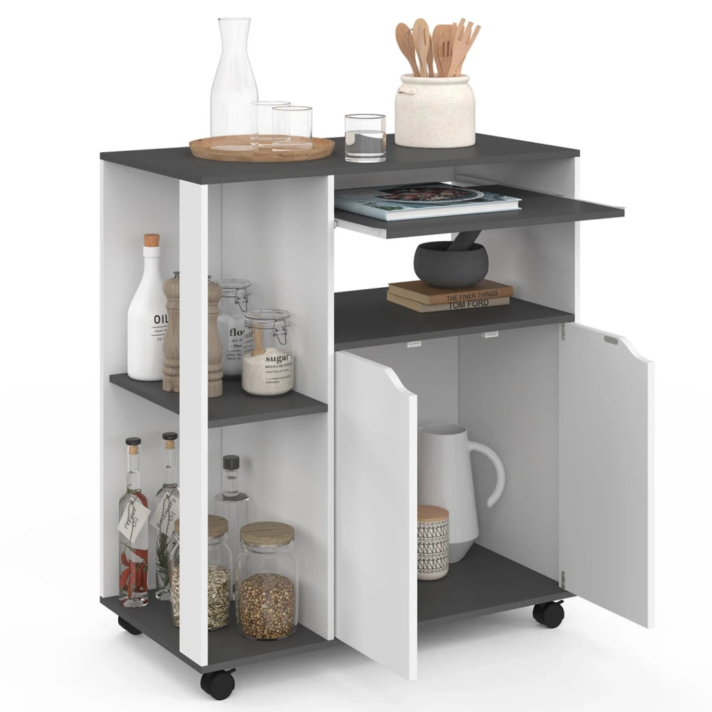 IDMarket - Credenza COSI, legno bianco e piano grigio L.76 CM