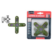 Trade Shop - Set 4pz Lastrina Lastrine Ad Angolo Forma X 100x20x2mm Con Viti Per Mobili 91233 -