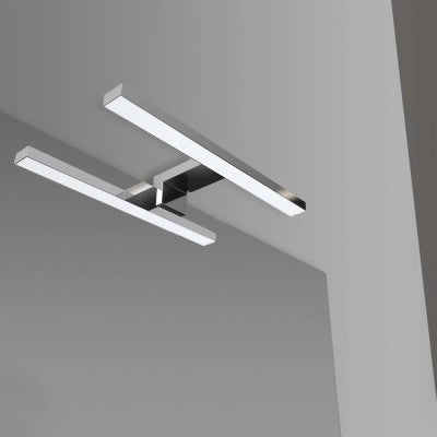 Specchio bagno 70x90 cm reversibile con angoli tondi e luce LED fredda