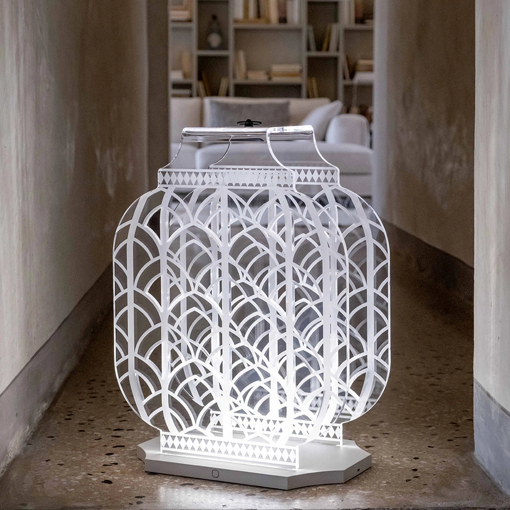 LAMPADA DA TAVOLO GRANDE WIRELESS ATENA LED 4200°K / 24 Volt - 12 W/Mt Intensità dimmerabile AVORIO