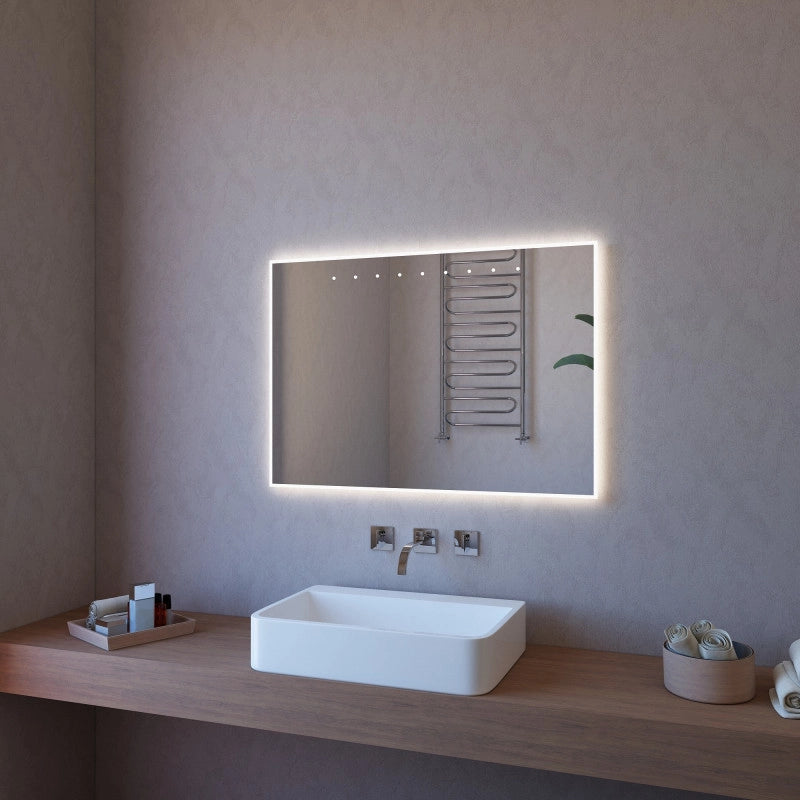 Specchio da Parete Retroilluminato a LED 100x70 cm con sabbiatura Perimetrale
