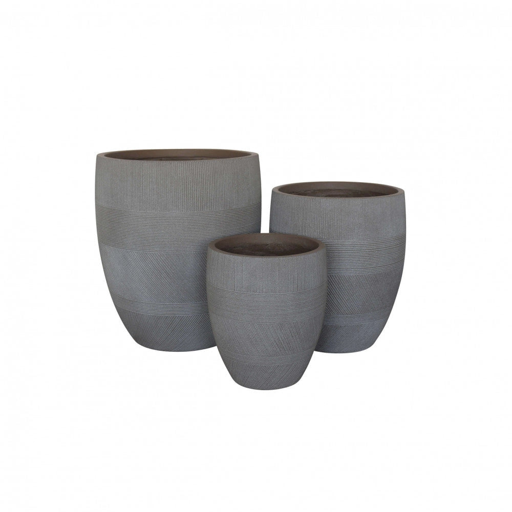 Set di 3 vasi  Papavero in Fibra sintetica Taupe