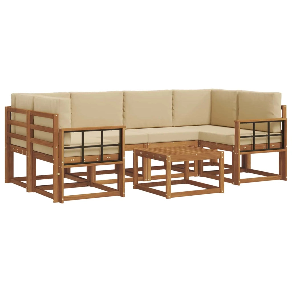 Set di divani da esterno con cuscino 7 pcs Naturale e Beige 3366091