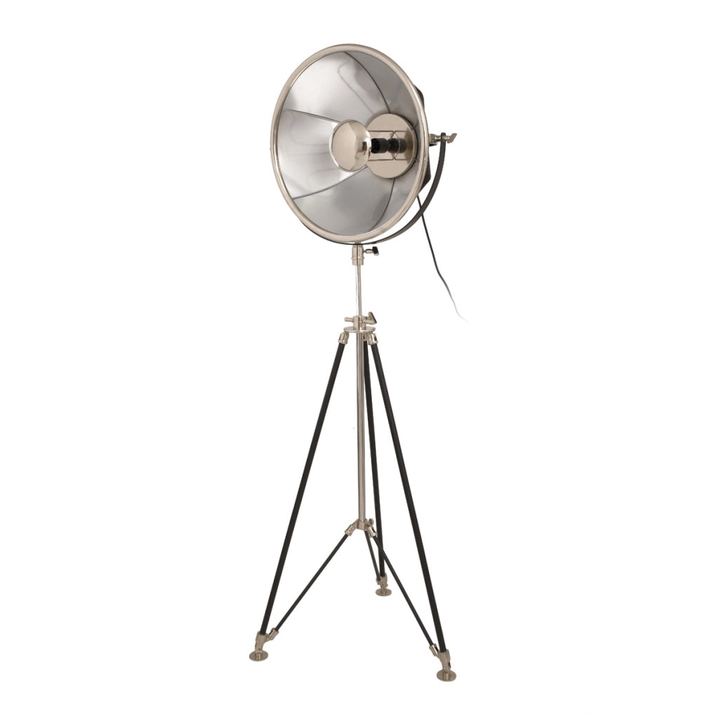 Lampada da terra Bowie in acciaio nero e argento