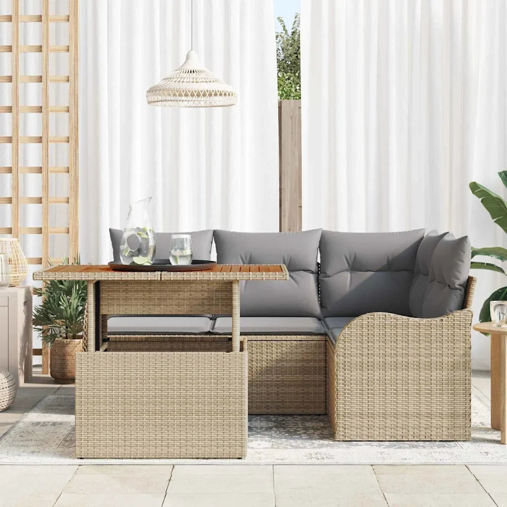 Set Divano da Giardino 5 pcs Beige Poly Rattan 3358191