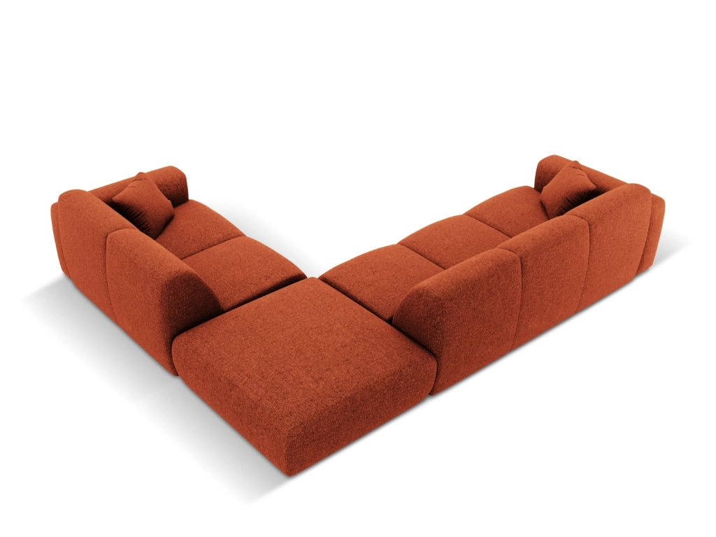 Cosmopolitan Design - Divano angolare destro "Nolio" 4 posti in ciniglia terracotta 