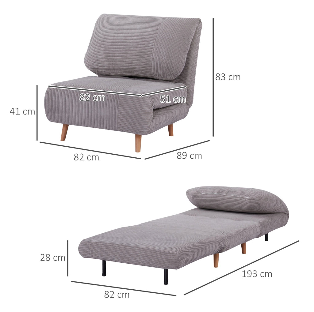 Poltrona letto convertibile grigio chiaro con schienale regolabile