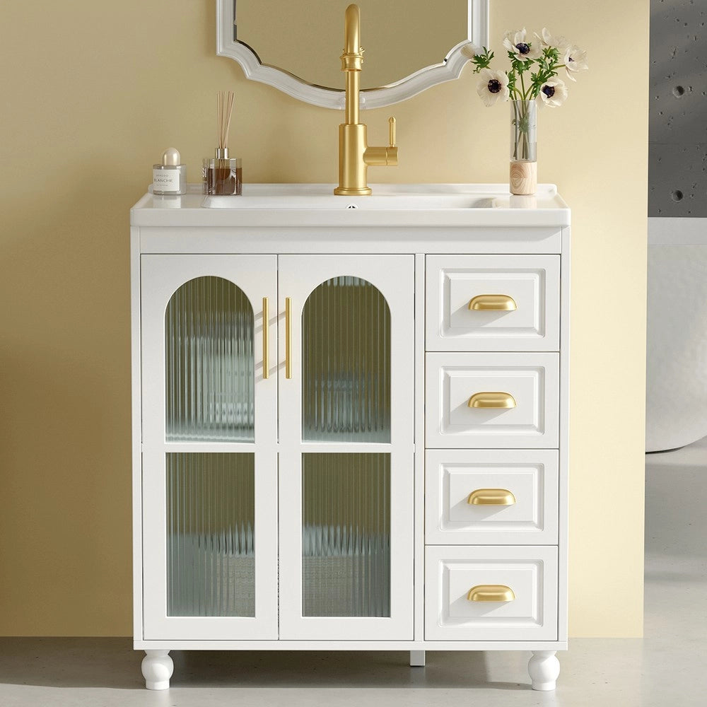 Mobile da Bagno con Lavabo in Ceramica e Sottolavabo 80 cm ¨C Xylo ¨C Bianco