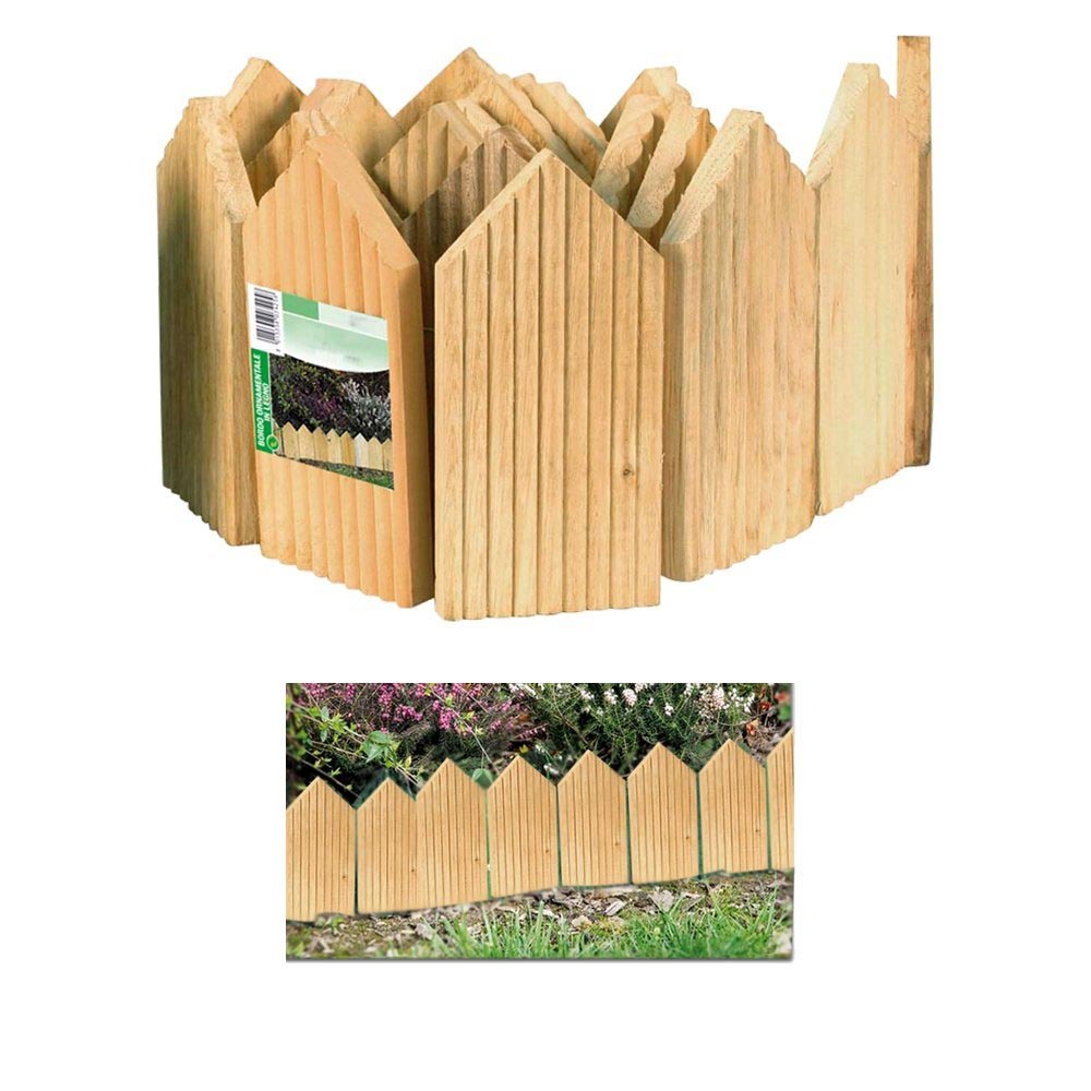 Multipack 2 pz bordo ornamentale per giardino in legno naturale
