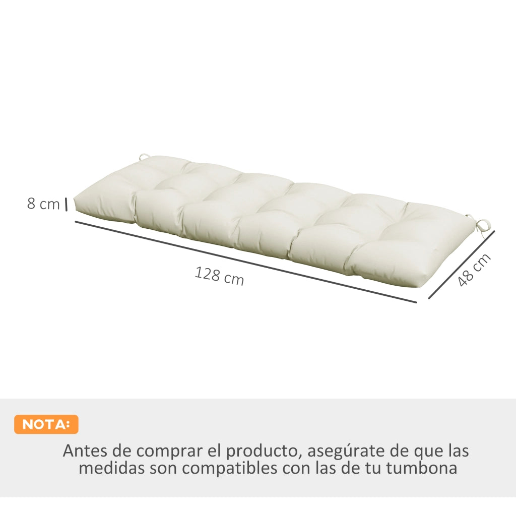 Cuscino per Panchina da Giardino o Dondolo ¨C zephmum ¨C Crema 128x48x8 cm