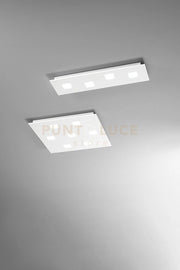 Plafoniera in metallo verniciato bianco Pixel 4 luci attacco GX53 20x70cm