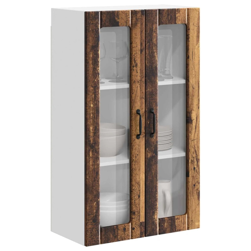 Mobile in vetro da parete LUCCA Legno antico 60 x 31 x 100 cm