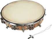 Tamboerijn in legno con pelle naturale - Ø 25 cm + 18 bacini - Suono garantito - Adatto da 3 anni - Marchio di qualità - Educativo