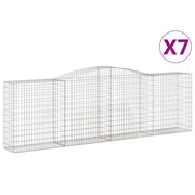 Cestini gabbioni recinzione a gabbia muro di contenimento ad arco 7 pezzi 400 x 50 x 120/140 cm ferro zincato argento 02_0041135