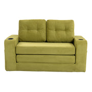 divano modulare 2 posti in velluto a coste con braccioli; portabicchieri e tasche laterali; oliva 136 Ã— 80 Ã— 82.5 cm