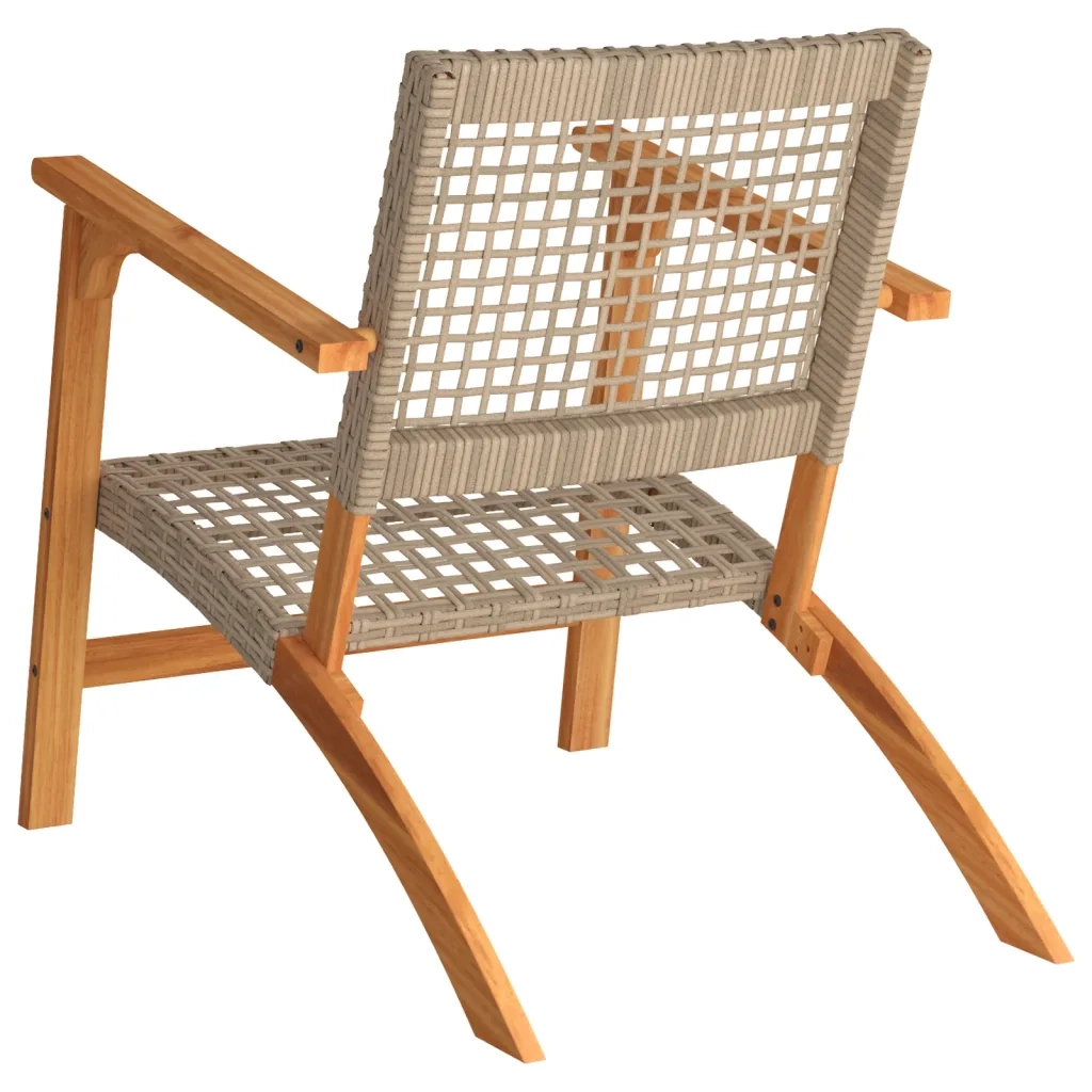 Sedie da Giardino 2pz Beige in Polyrattan e Legno di Acacia 365869