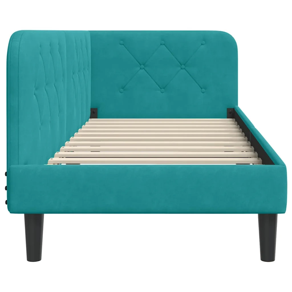 Cornice del letto ad angolo Turchese 80 x 200 cm Velluto