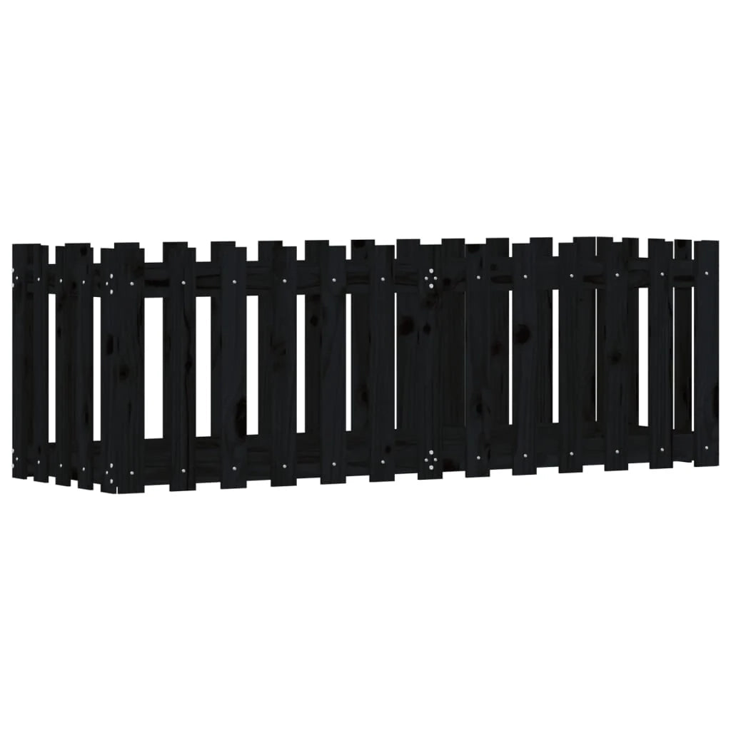 Fioriera rialzata per piante fiori patio giardino design del giardino con recinzione 150 x 50 x 50 cm pino nero massiccio 02_0039799