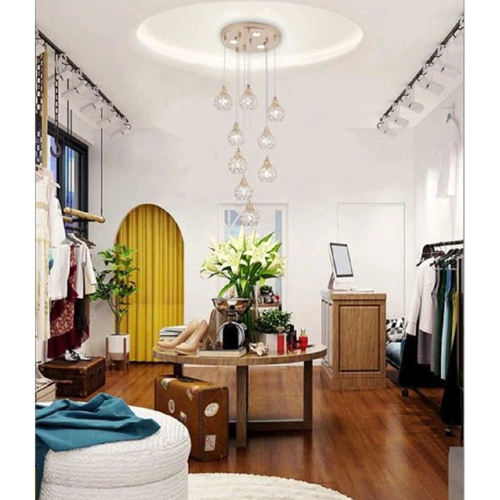 Trade Shop - Lampadario Soffitto Sospensione Plafoniera Oro Argento Attacco G9 Luce 6500k B37 - Oro
