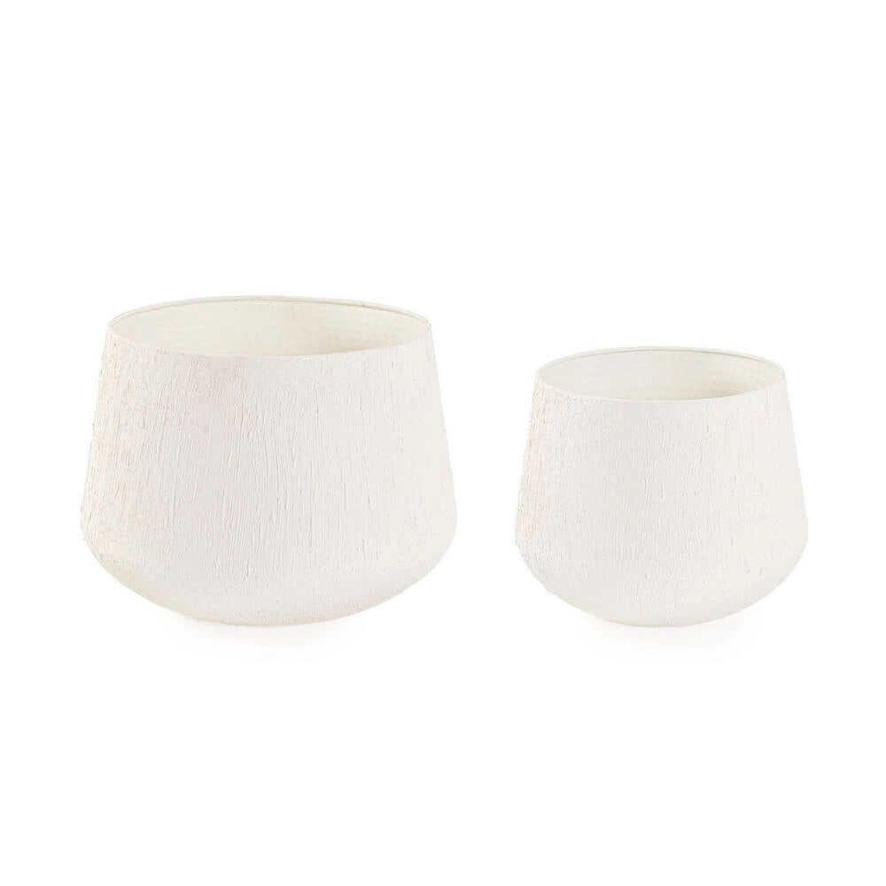 Set di 2 Porta Vaso in Metallo Lavorato Artigianalmente Basso - FRESH