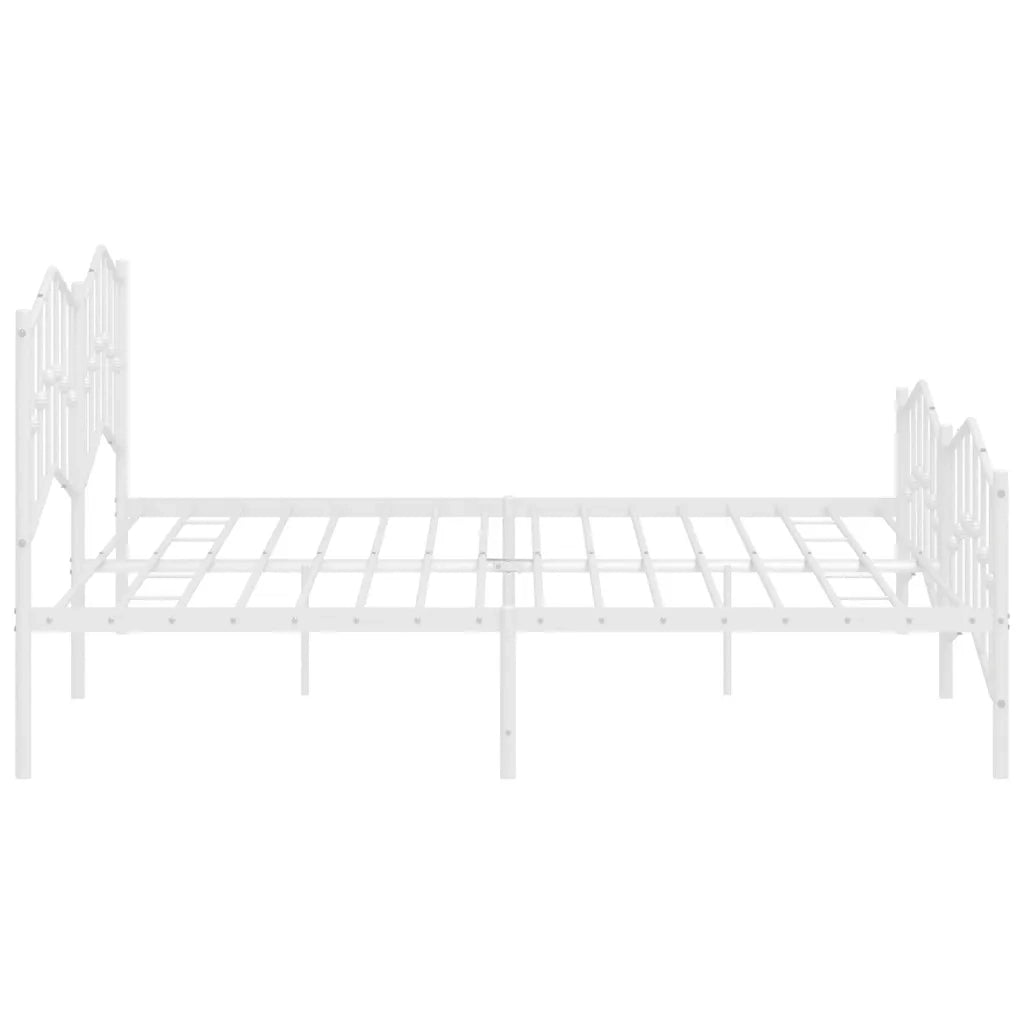 Giroletto con Testiera e Pediera Metallo Bianco 200x200 cm 373863