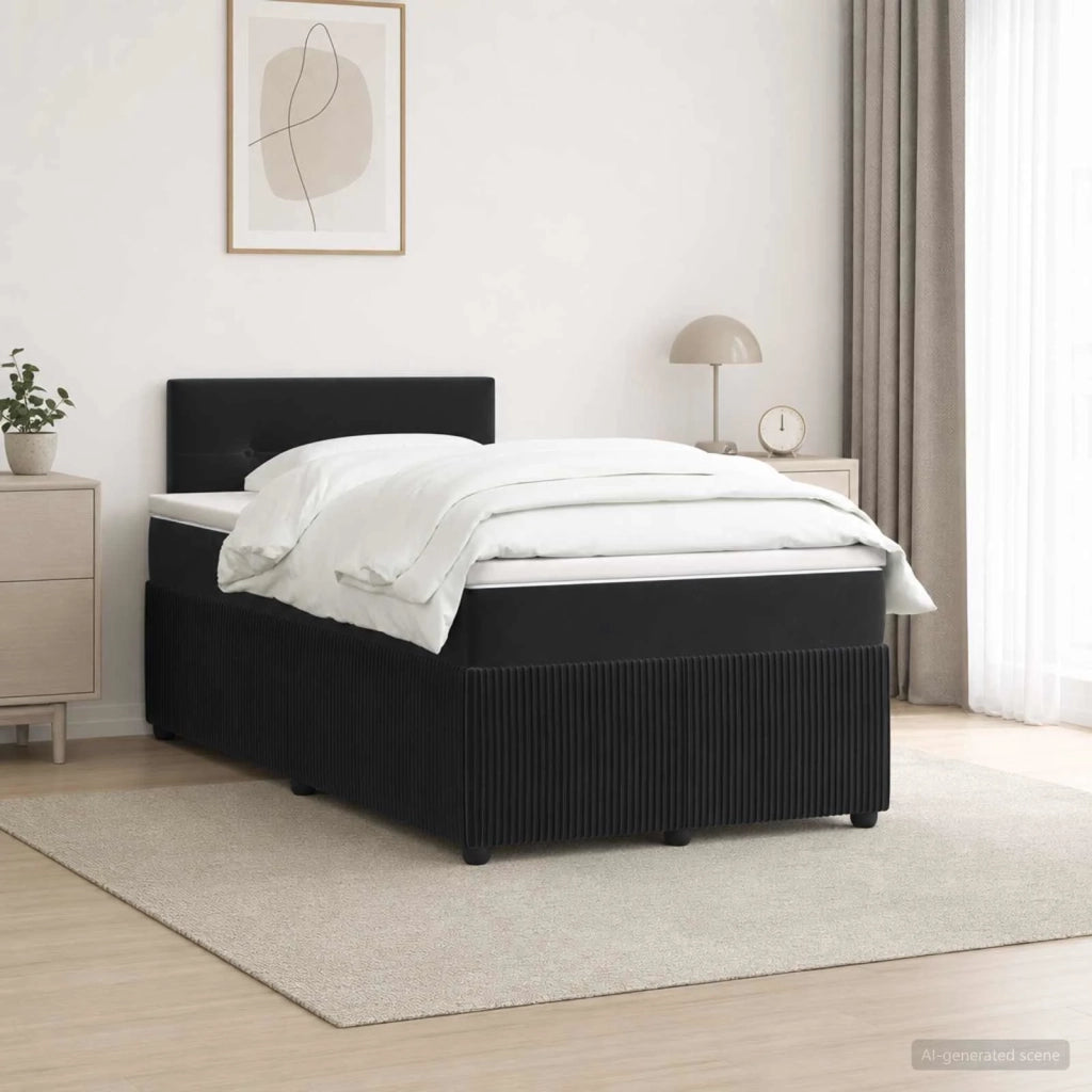 Letto box spring con materasso Nero 120 x 190 cm Velluto 3453103