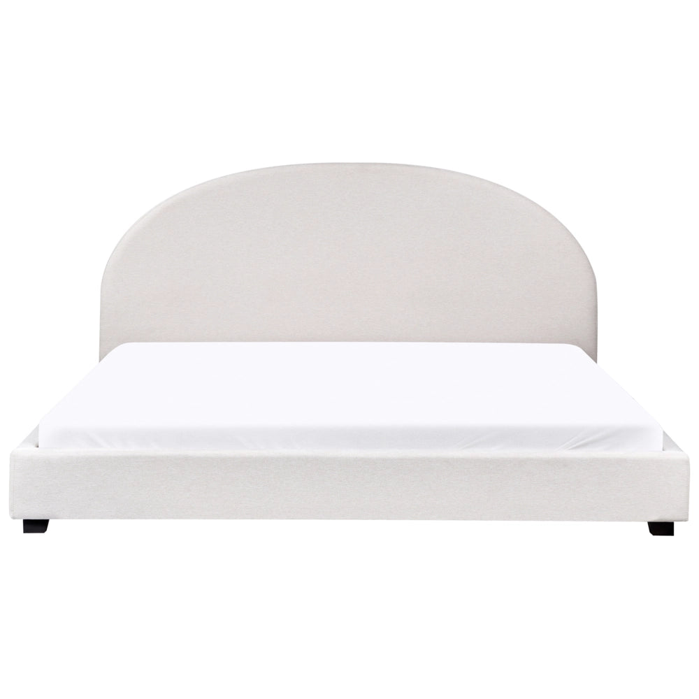 Letto matrimoniale in tessuto bianco sporco 180 x 200 stile retrò minimalista