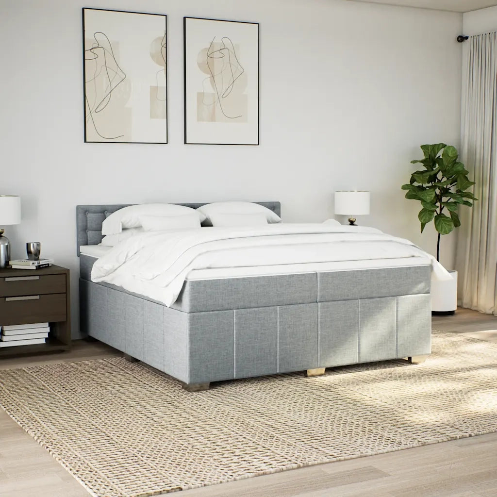Giroletto a Molle con Materasso Grigio Chiaro 200x200cm Tessuto