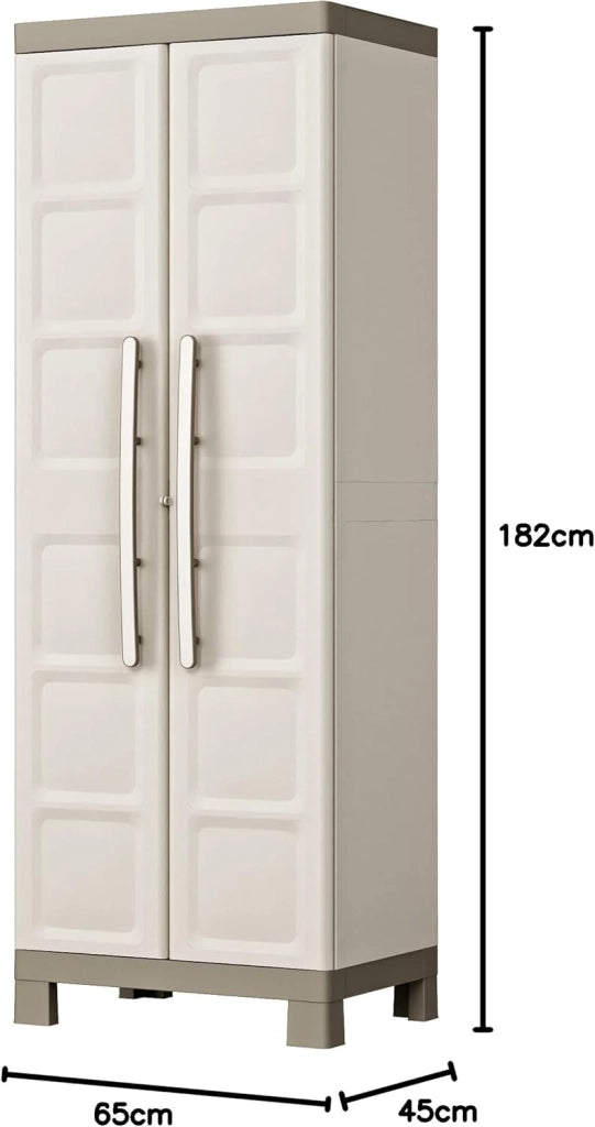 Armadio Portascope da Esterno 4 Ripiani 65x45x182H cm in Plastica Keter Excellence Beige/Tortora