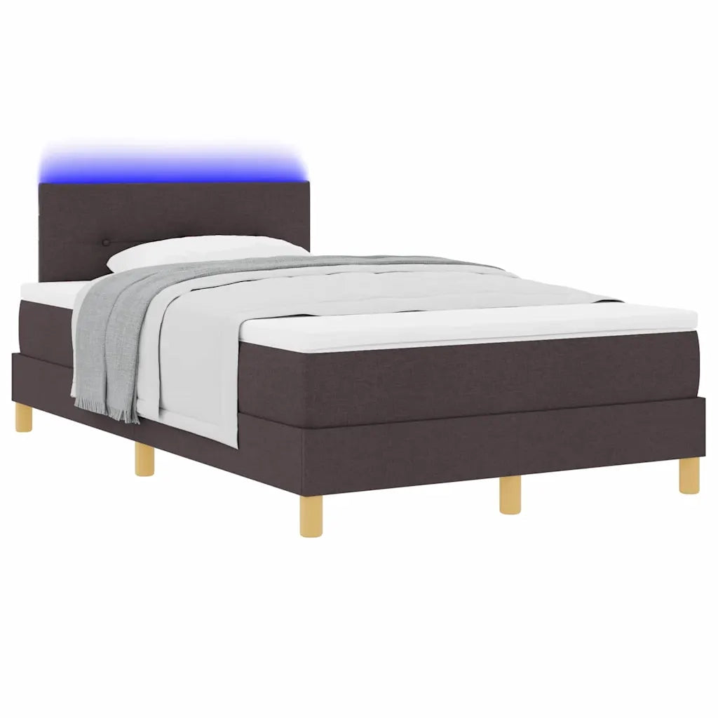Letto a Sorgente LED con led Marrone Scuro 120 x 200 cm Tessuto