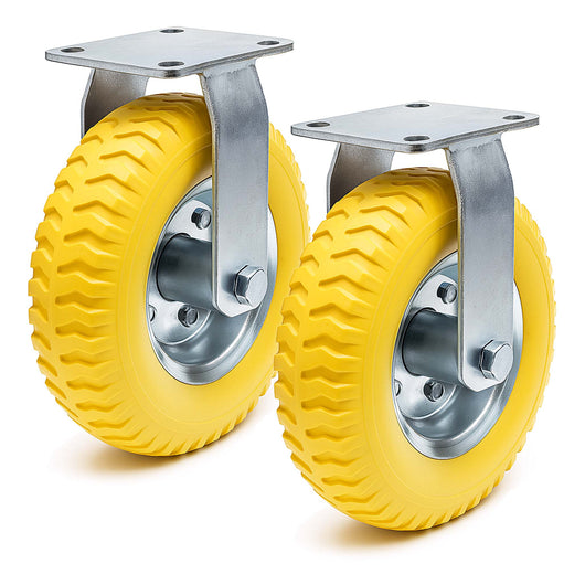 Set 2 ruote fisse da trasporto, antiforatura, 225x58 mm, 100 kg/ruota, con piastra di montaggio