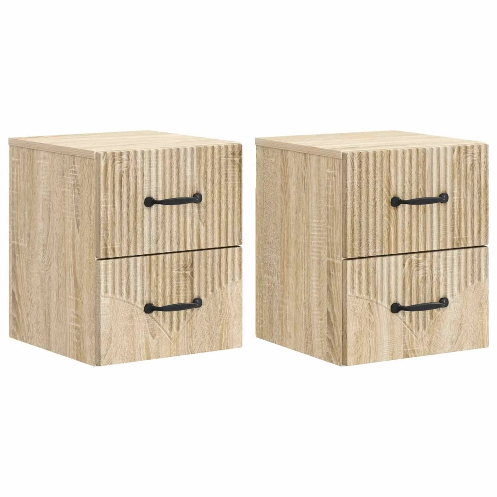 Set di 2 Comodini | Armadio da Notte | Mobiletto da notte a muro Rovere Sonoma 34,5 x 33 x 40 cm