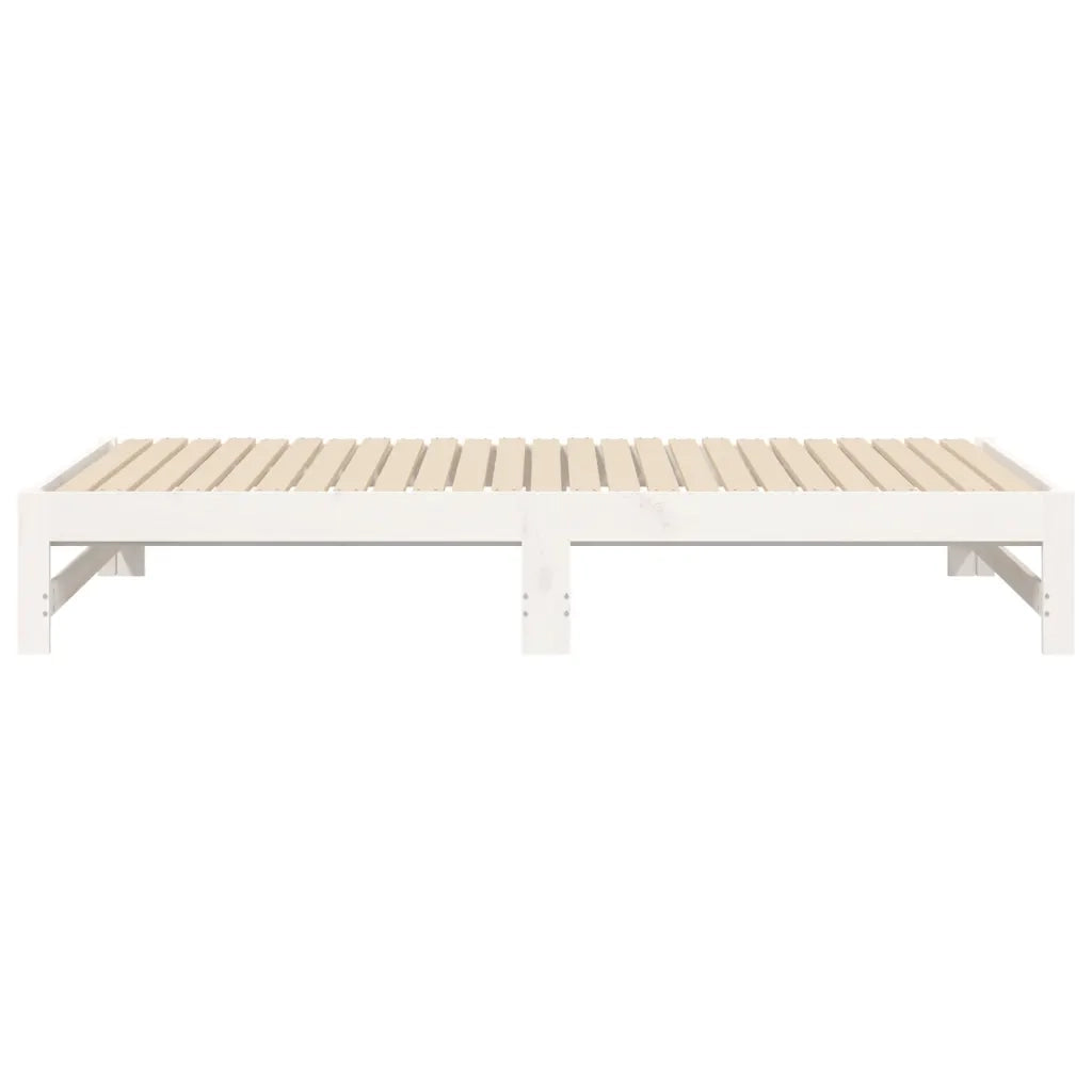 Letto matrimoniale | Letto per adulti | Dormeuse Estraibile Bianca 2x(75x190) cm Legno Massello di Pino