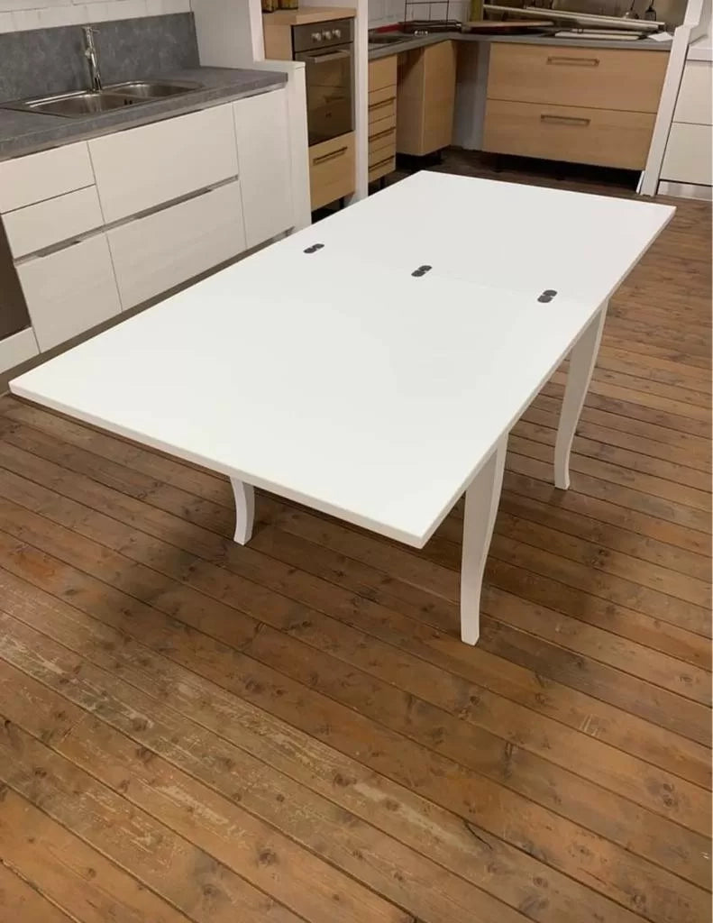 Tavolo classico in legno libro shabby bianco 80x80x80 (746) - Mobili 2G