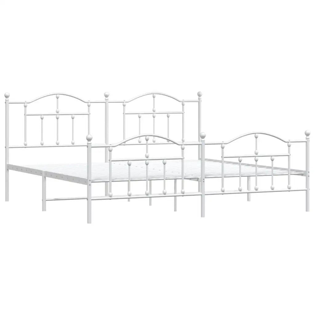 Giroletto con Testiera e Pediera-Struttura Letto Metallo Bianco 193x203 cm 600867