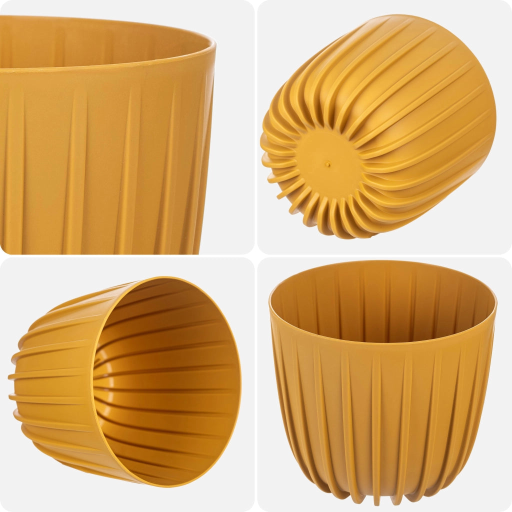 KADAX Vaso da fiori, coprivaso rotondo in plastica da 23,5 cm, colore giallo