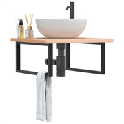 Reggimensole per Lavabo 2 pz-Supporti per mensole a muro Nere Rettangolari in Acciaio 730755