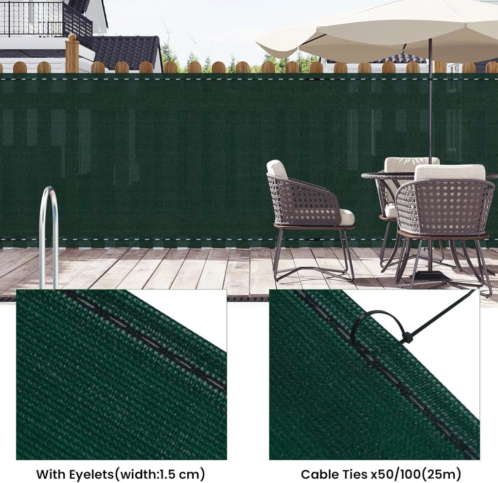 WOLTU Rete Ombreggiante 1,2x20 m, Frangivista per Recinzione Giardino, Telo Frangivento da Esterno, con Occhielli e Fascette, Resistente alle Intemperie, per Balcone, in HDPE 180g/m², Verde