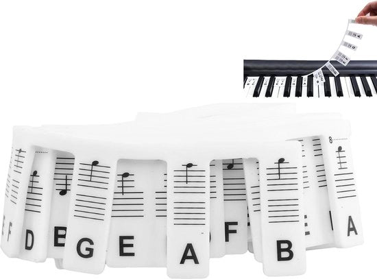 Etichette per tastiera in silicone - Rimovibili - Tastiera a 88 tasti - Etichette per tastiera - Apprendimento delle note musicali facile - Etichette note musicali per tastiera - Etichette per tastiera per bambini
