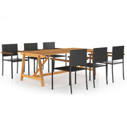 Set Mobili da Pranzo per Giardino 7 pz Nero cod mxl 35383