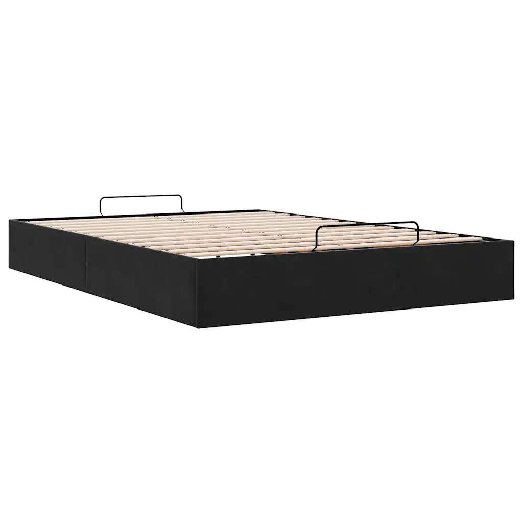 Struttura Letto Pouf senza Materasso Nero 140x200 cm in Velluto