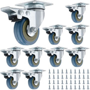 Set di ruote per mobili da 10 - Ruote pesanti con freno - 50 mm di diametro - Ruote di sterzo silenziose - Resistenti in PVC e acciaio - Adatti per mobili e carrelli di trasporto
