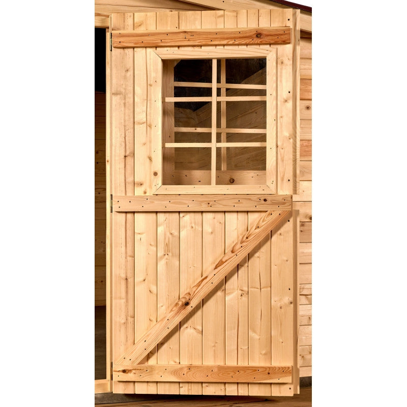 Casetta in legno da giardino doppia porta con vetro – 300x300 cm – tavole 28 mm, tetto bitumato rosso – MO3030.02N Foresta