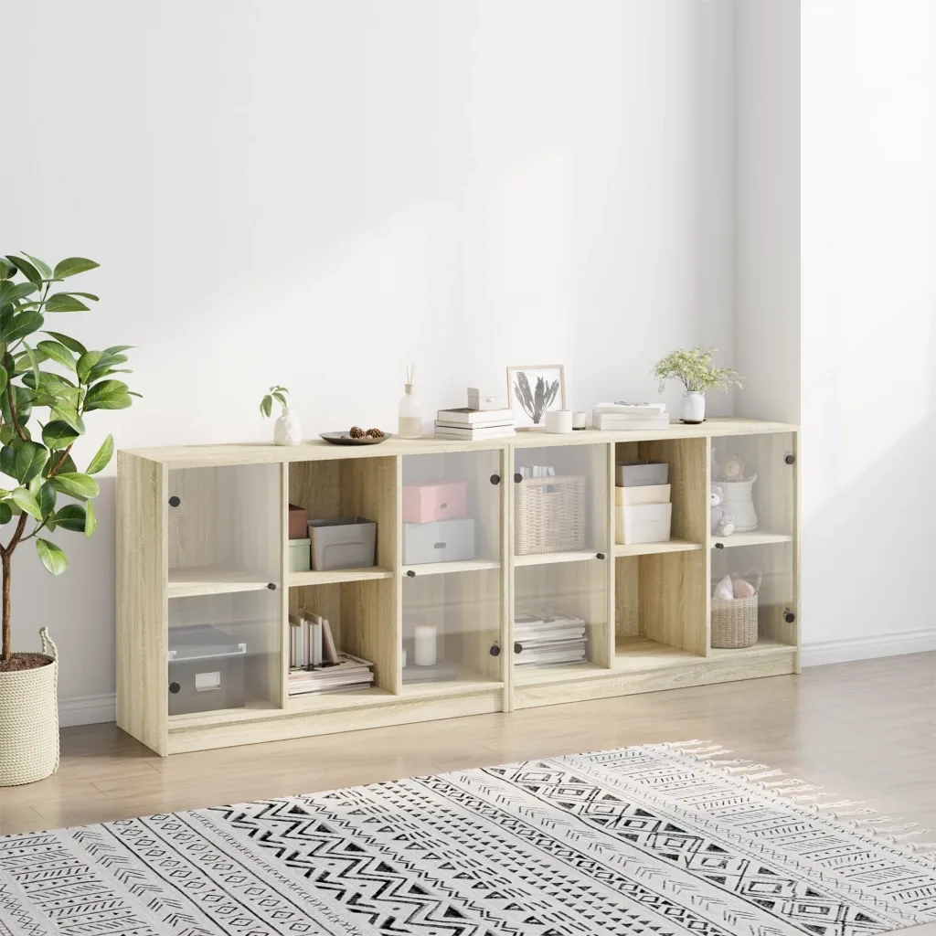 Libreria con Ante Rovere Sonoma 204x37x75 cm Legno Multistrato