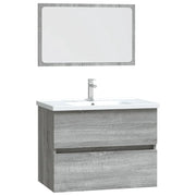Set Mobili da Bagno | Armadio da bagno 2 pz Grigio Sonoma in Legno Multistrato