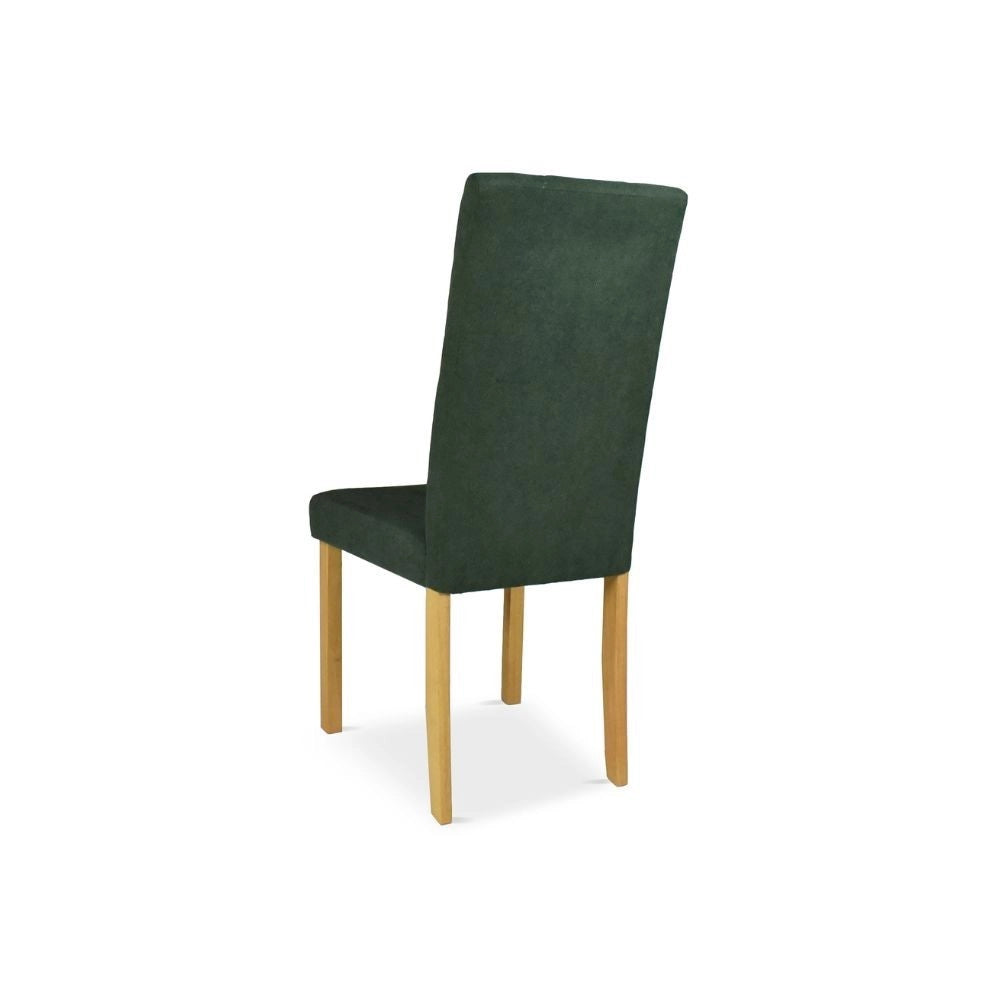 Set 2 Sedie imbottita struttura in legno rovere e tessuto verde con cuciture verticali Tom