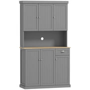 Mobile Cucina Credenza Country 101x39x180cm con Mensole Regolabili in MDF Grigio