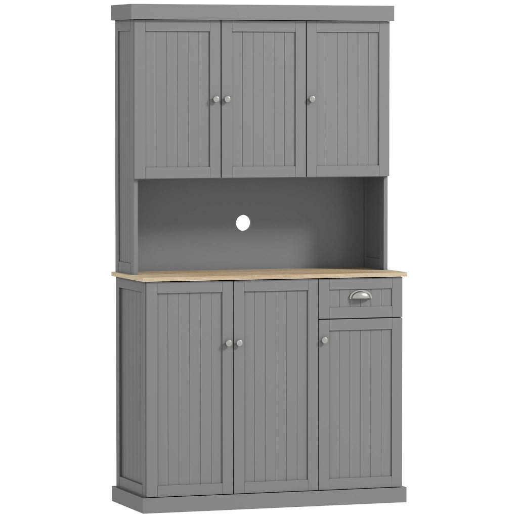 Mobile Cucina Credenza Country 101x39x180cm con Mensole Regolabili in MDF Grigio