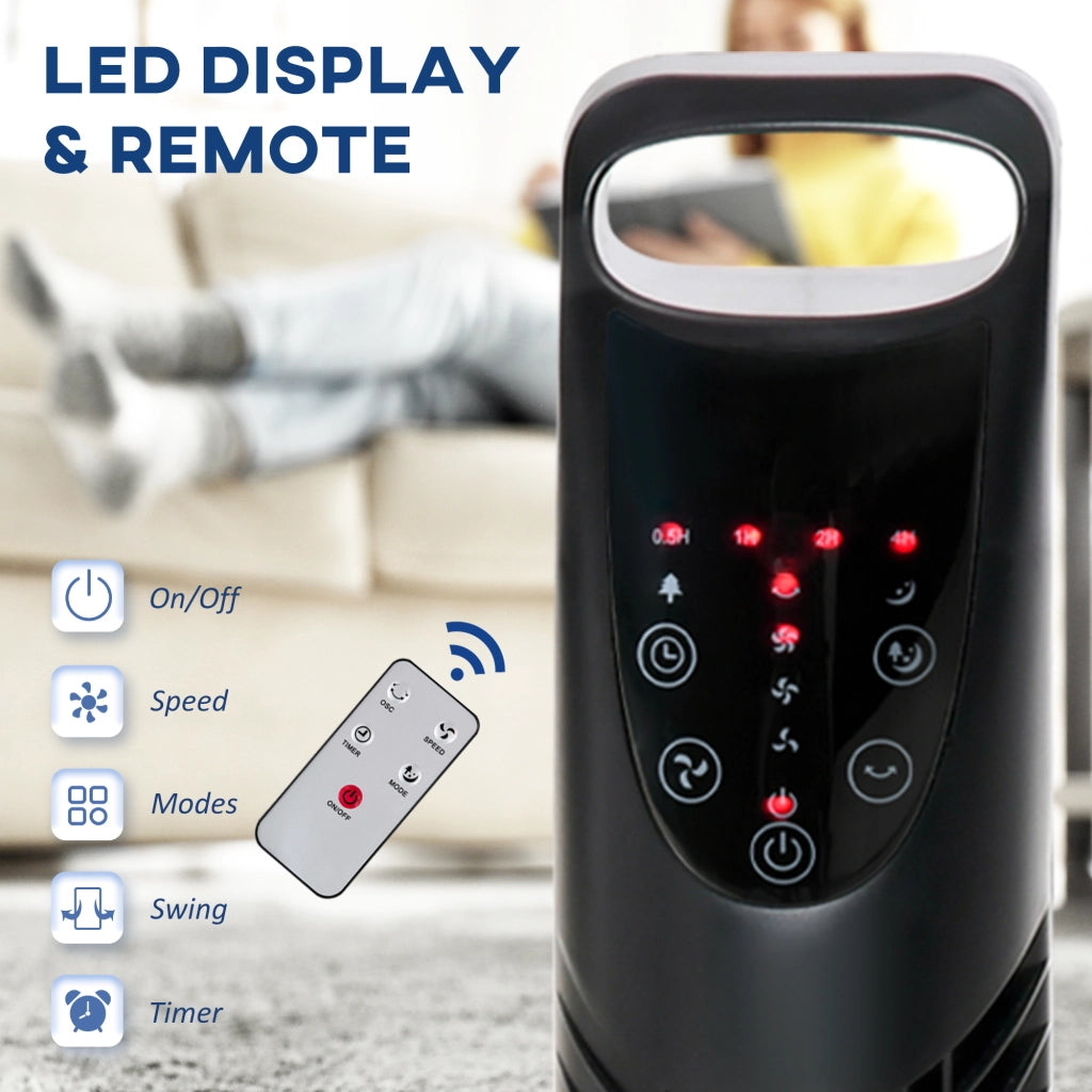 Easycomfort Ventilatore a Colonna con Telecomando fino a 5m, Oscillante 70° con 3 Modalità e 3 Velocità, Timer 7.5h, 40W Nero, Ф18x78.5cm